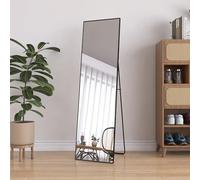KRYZOR Specchio rettangolare per tutto il corpo, 140 x 40 cm, specchio da pavimento 2 in 1 e specchio da parete, Full Body Mirror con cornice in alluminio nero, grande specchio da pavimento per