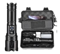 KRYZOR Torcia LED ultra potente, 10,000 lumen, torcia ricaricabile con batteria 5000 mAh, zoomable 5 modalità, impermeabile torcia per campeggio escursionismo ed emergenza (nero1)