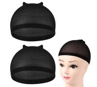 Kryzulax 2 Pezzi Parrucca Tappi,Cuffia per Parrucca,Calotte per Parrucche di Nylon,Copricapo Elastici a Rete,Unisex Copricapo Elastici a Rete, Copricapo di Parrucche per Uomini e Donne-Nero