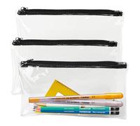 Kryzulax 3 Pezzi Astuccio Trasparente per Esami,Astucci Trasparenti Morbido,Astuccio Portamatite Custodia con Zip,per Cancelleria,Articoli da Toeletta,Trucco,Articoli da Viaggio e Ufficio