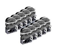 KRZkwA 10pcs 12mm SS12KW Etichetta nastro compatibile con stampanti per etichette in serie LW tra cui LW-300 LW-400 LW-600P LW-700 LW-700P(White on Black)