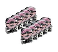 KRZkwA 10pcs 12mm SS12KW Etichetta nastro compatibile con stampanti per etichette in serie LW tra cui LW-300 LW-400 LW-600P LW-700 LW-700P(Black on Pink)