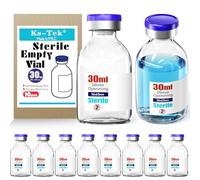 Ks-Tek Fiale vuote sterili con porta di iniezione autorigenerante, con tappo in alluminio flip-off, confezione sterile (30 ml, 10)
