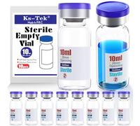 Ks-Tek Fiale vuote sterili con porta di iniezione autorigenerante, con tappo in alluminio flip-off, confezione sterile (10 ml, 10)