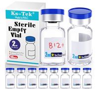 Ks-Tek Flaconcini vuoti sterili con porta di iniezione auto-guarigione, con tappo in plastica di alluminio, confezione sterile (2 ml trasparente, 10)