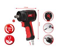 KS TOOLS 1/2" Chiave A Impatto Pneumatica THE Mini DEVIL Max. 1084Nm