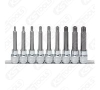 KS TOOLS 1/2 " Chromeplus Ribe-Bit-Stecknuss-Satz, Lungo, 9-tlg. M5-M14, Foro