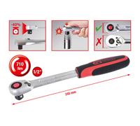 KS Tools 1/2 Pollici Slimpower Chiave a Cricco 72 Dente , Fine Verzahnter