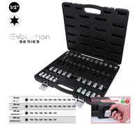 KS Tools 1/2 " Set Bit Socket per Viti Torx, 32-tlg. Corto, Lunghezza Torx