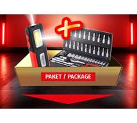 KS Tools 1/4 " insieme Zoccolo, 48-tlg + Batteria Mobile Werkstatt-Handlampe