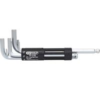 KS Tools 151.2130 Serie di Chiavi Maschio Esagonali Piegate a Testa Sferica Classic, 3 in 1, 8 Pezzi, 5/64"-3/8"