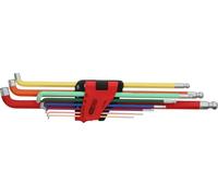 KS Tools 151.4430 Set chiavi maschio con testa a sfera ad esagono incassato, piegata a 108°, 9 pz pollici