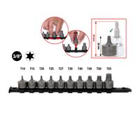 KS Tools 3/8 " Set Bit Socket Torx, Corto, 10-tlg T10-T55