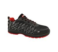 KS TOOLS, 310.4030, Scarpe di sicurezza, Taglia 43, Classe di protezione: S1P HRO, Antistatico, Suola Resistente, Lacci piatti in nylon nero con rete rosso, Colore Nero