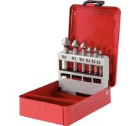 KS Tools 336.0416 Serie di Frese per Svasare e Sbavare in HSS, Co 5 90° in Cassetta in Metallo, 6 Pezzi