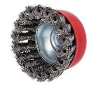 KS Tools 340.0026 Spazzola a Tazza in Filo D'Acciaio Inox Ritorto 0, 5 mm, Diametro 80 mm