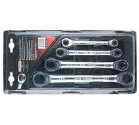 KS Tools 503.4364 Serie di Chiavi a Cricco Doppie Gearplus TX Profilo E, 4 Pezzi, E6Xe8-E20Xe24