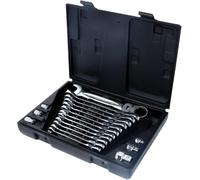 KS Tools 503.4868 Serie di Chiavi a Cricco Combinate Snodate Gearplus, con Bloccaggio, 18 Pezzi, 8-19 mm, con Adattatore