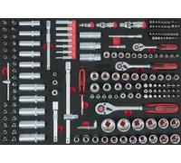 KS Tools 711.0195 1/4"+3/8"+1/2" Serie di chiavi a bussola, 195 pz in modulo 1/1