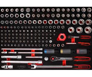 KS Tools 811.0167 Serie chiave a bussola 1/4'' + 1/2'' nell'inserto in schiuma, 167 pz