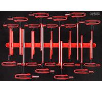 KS Tools 811.1018 Serie di chiavi maschio piegate con impugnatura a T nell'inserto in schiuma, 18 pz