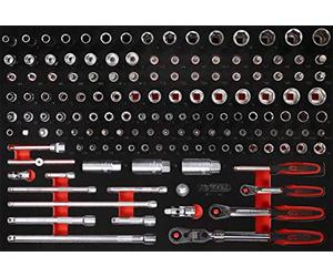 KS Tools 811.1142 Serie chiave a bussola 1/4'' + 3/8'' nell'inserto in schiuma, 142 pz