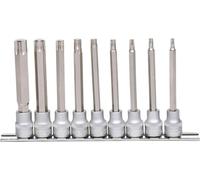 KS Tools 911.1550 Serie di Bussole per Viti TX, Lunghe, 9 Pezzi, T20-T60, 3/8"