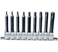 KS Tools 918.1317 CHROMEplus Serie di Bussole per Viti TX, Lunghe, 9 Pezzi, T20-T60, 1/2"