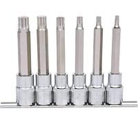 KS Tools 918.1358 CHROMEplus Serie di Bussole per Viti XZN, Lunghe, 6 Pezzi, M5-M14, 1/2"