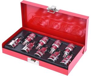 KS Tools 918.1386 CHROMEplus Serie di Bussole per Viti TX con Foro, 9 Pezzi, Tb20-Tb60, 1/2"