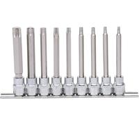 KS Tools 918.1550 CHROMEplus Serie di Bussole per Viti TX, Lunghe, 9 Pezzi, T20-T60, 3/8"