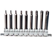 KS Tools 918.1890 Chromeplus Serie di Bussole per Viti TX con Foro, Lunghe, 9 Pezzi, Tb20-Tb60, 1/2"