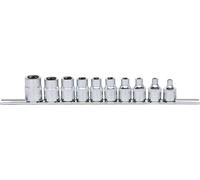 KS Tools 918.3955 CHROMEplus Serie di Bussole TX Profilo e, 10 Pezzi, E5-E18, 3/8"