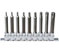 KS Tools 918.3969 CHROMEplus Serie di Bussole per Viti TX con Foro, Lunghe, 9 Pezzi, Tb20-Tb60, 3/8"