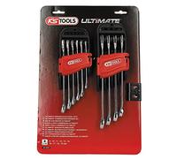 KS TOOLS - 922.0050 - Set di 10 chiavi miste metriche - Chiave mista su supporto - Composto da 10 pezzi da 8 a 19 mm - Angolo forcella e occhio inclinato a 15°