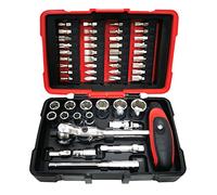 KS TOOLS - 922.0651 - Set di bussole e punte ULTIMATE 1/4" con cricchetto a testa girevole MODIFIX, 52 pezzi - Compatto, robusto e pratico - 6 lati da 5,5 a 14 mm - fessura, PZ, PH, XZN, TX