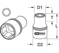 KS TOOLS ACCIAIO INOX 3/4" 6kant presa, 36mm (964.3436)