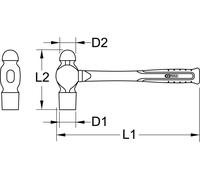 KS Tools Acciaio Inox Martello Tipo Tedesco Con IN Fibra, 1130g (964.2106)