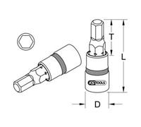 KS Tools Bussola 1/2" per bit a esagono incassato, corta, (pollici) Quantità:1