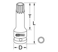 KS Tools Bussola 1/2" per bit multidente (XZN) per avvitatori ad impulsi, 75mm Quantità:1