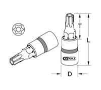 KS Tools Bussola 1/4" per bit TX con foro frontale Quantità:1