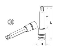 KS Tools Bussola CHROMEplus 1/2" per bit RIBE, foro frontale, lunga Quantità:1