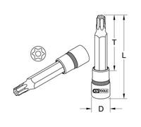 KS Tools Bussola CHROMEplus 3/8" per bit TX con foro frontale, lunga Quantità:1