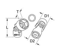 KS Tools Bussola esagonale con snodo 3/8" CLASSIC, 13mm Quantità:1