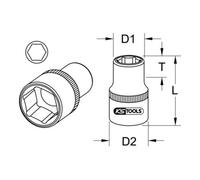 KS Tools 917.3876 3/8" Bussola esagonale,1/2"