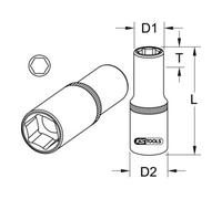 KS Tools Bussola esagonale 3/8" CLASSIC, lunga, 1/2" Quantità:1
