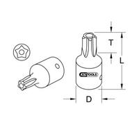 KS Tools Bussola per bit CHROMEplus 1/4" a cinque punte, foro frontale, TS30 Quantità:1