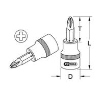 KS Tools Bussola per bit 3/8" CHROMEplus, PH1 Quantità:1