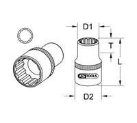 KS Tools Bussola poligonale 1/2", pollici Quantità:1