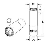 KS Tools 917.3985 3/8" Bussola poligonale,lunga,1/2"